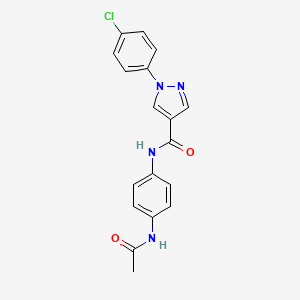 molecular formula C18H15ClN4O2 B7543674 N-[4-(acetylamino)phenyl]-1-(4-chlorophenyl)-1H-pyrazole-4-carboxamide 