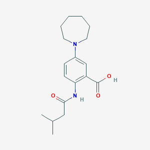 molecular formula C18H26N2O3 B7543713 5-Azepan-1-yl-2-[(3-methylbutanoyl)amino]benzoic acid 