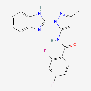 molecular formula C18H13F2N5O B7543721 N-[1-(1H-benzimidazol-2-yl)-3-methyl-1H-pyrazol-5-yl]-2,4-difluorobenzamide 