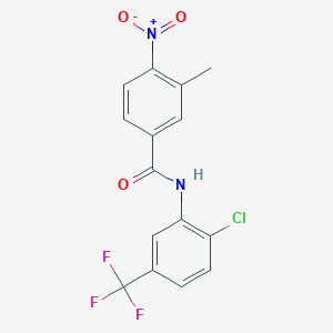 molecular formula C15H10ClF3N2O3 B7543727 N-[2-chloro-5-(trifluoromethyl)phenyl]-3-methyl-4-nitrobenzamide 