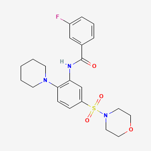 molecular formula C22H26FN3O4S B7543746 3-fluoro-N-(5-morpholin-4-ylsulfonyl-2-piperidin-1-ylphenyl)benzamide 