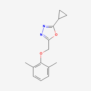 molecular formula C14H16N2O2 B7543796 2-Cyclopropyl-5-[(2,6-dimethylphenoxy)methyl]-1,3,4-oxadiazole 
