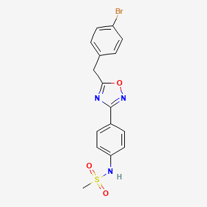 molecular formula C16H14BrN3O3S B7543801 N-[4-[5-[(4-bromophenyl)methyl]-1,2,4-oxadiazol-3-yl]phenyl]methanesulfonamide 