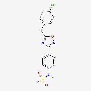 molecular formula C16H14ClN3O3S B7543804 N-[4-[5-[(4-chlorophenyl)methyl]-1,2,4-oxadiazol-3-yl]phenyl]methanesulfonamide 