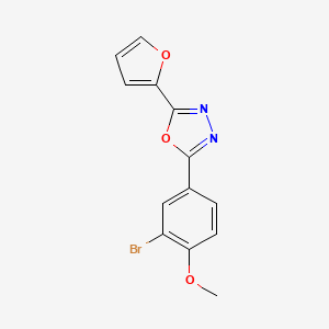 molecular formula C13H9BrN2O3 B7543815 2-(3-Bromo-4-methoxyphenyl)-5-(furan-2-yl)-1,3,4-oxadiazole 