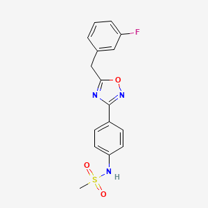 molecular formula C16H14FN3O3S B7543831 N-({3-[4-(2-cyclopropyl-1,3-thiazol-4-yl)phenyl]-1,2,4-oxadiazol-5-yl}methyl)benzamide 