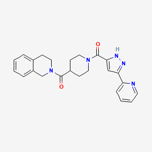 molecular formula C24H25N5O2 B7543874 2-({1-[(5-pyridin-2-yl-1H-pyrazol-3-yl)carbonyl]piperidin-4-yl}carbonyl)-1,2,3,4-tetrahydroisoquinoline 