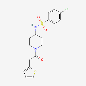 molecular formula C17H19ClN2O3S2 B7543882 4-chloro-N-[1-(2-thiophen-2-ylacetyl)piperidin-4-yl]benzenesulfonamide 