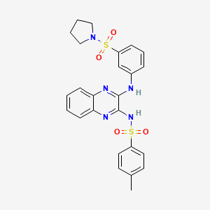 4-methyl-N-[3-(3-pyrrolidin-1-ylsulfonylanilino)quinoxalin-2-yl]benzenesulfonamide