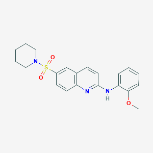 molecular formula C21H23N3O3S B7544162 N-(2-methoxyphenyl)-6-(piperidin-1-ylsulfonyl)quinolin-2-amine 