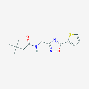 molecular formula C13H17N3O2S B7544171 3,3-dimethyl-N-{[5-(2-thienyl)-1,2,4-oxadiazol-3-yl]methyl}butanamide 