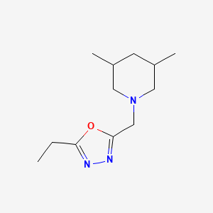 molecular formula C12H21N3O B7544232 2-[(3,5-Dimethylpiperidin-1-yl)methyl]-5-ethyl-1,3,4-oxadiazole 