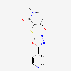 molecular formula C13H14N4O3S B7544276 N,N-dimethyl-3-oxo-2-[(5-pyridin-4-yl-1,3,4-oxadiazol-2-yl)sulfanyl]butanamide 