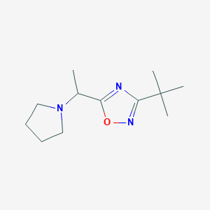 molecular formula C12H21N3O B7544357 3-Tert-butyl-5-(1-pyrrolidin-1-ylethyl)-1,2,4-oxadiazole 