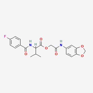 molecular formula C21H21FN2O6 B7544395 [2-(1,3-Benzodioxol-5-ylamino)-2-oxoethyl] 2-[(4-fluorobenzoyl)amino]-3-methylbutanoate 