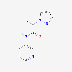 molecular formula C11H12N4O B7544409 2-pyrazol-1-yl-N-pyridin-3-ylpropanamide 
