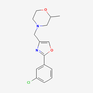 molecular formula C15H17ClN2O2 B7544449 4-[[2-(3-Chlorophenyl)-1,3-oxazol-4-yl]methyl]-2-methylmorpholine 