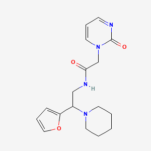 molecular formula C17H22N4O3 B7544463 N-[2-(furan-2-yl)-2-piperidin-1-ylethyl]-2-(2-oxopyrimidin-1-yl)acetamide 