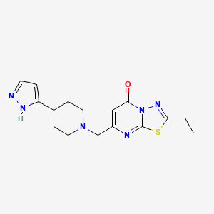 molecular formula C16H20N6OS B7544494 2-ethyl-7-[[4-(1H-pyrazol-5-yl)piperidin-1-yl]methyl]-[1,3,4]thiadiazolo[3,2-a]pyrimidin-5-one 