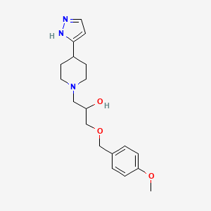 molecular formula C19H27N3O3 B7544503 1-[(4-methoxyphenyl)methoxy]-3-[4-(1H-pyrazol-5-yl)piperidin-1-yl]propan-2-ol 