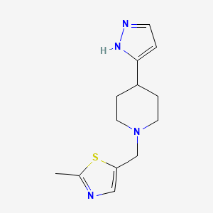 molecular formula C13H18N4S B7544510 2-methyl-5-[[4-(1H-pyrazol-5-yl)piperidin-1-yl]methyl]-1,3-thiazole 