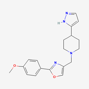 molecular formula C19H22N4O2 B7544516 2-(4-methoxyphenyl)-4-[[4-(1H-pyrazol-5-yl)piperidin-1-yl]methyl]-1,3-oxazole 