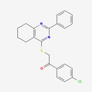 molecular formula C22H19ClN2OS B7544530 1-(4-Chlorophenyl)-2-[(2-phenyl-5,6,7,8-tetrahydroquinazolin-4-yl)thio]ethanone 