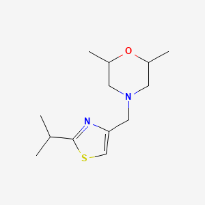 molecular formula C13H22N2OS B7544551 2,6-Dimethyl-4-[(2-propan-2-yl-1,3-thiazol-4-yl)methyl]morpholine 