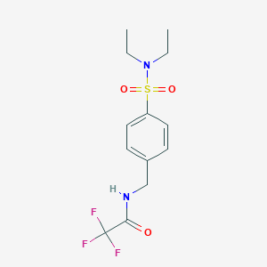 molecular formula C13H17F3N2O3S B7544594 N-[[4-(diethylsulfamoyl)phenyl]methyl]-2,2,2-trifluoroacetamide 