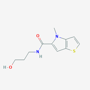 molecular formula C11H14N2O2S B7544621 N-(3-hydroxypropyl)-4-methyl-4H-thieno[3,2-b]pyrrole-5-carboxamide 