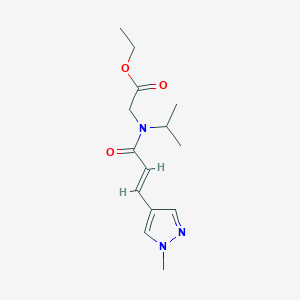 molecular formula C14H21N3O3 B7544671 ethyl 2-[[(E)-3-(1-methylpyrazol-4-yl)prop-2-enoyl]-propan-2-ylamino]acetate 