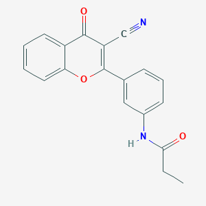 molecular formula C19H14N2O3 B7544693 N-[3-(3-cyano-4-oxochromen-2-yl)phenyl]propanamide 