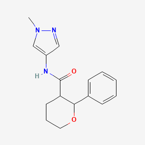 molecular formula C16H19N3O2 B7544708 N-(1-methylpyrazol-4-yl)-2-phenyloxane-3-carboxamide 