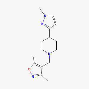 molecular formula C15H22N4O B7544721 3,5-Dimethyl-4-[[4-(1-methylpyrazol-3-yl)piperidin-1-yl]methyl]-1,2-oxazole 