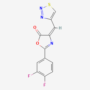 molecular formula C12H5F2N3O2S B7544724 (4E)-2-(3,4-difluorophenyl)-4-(thiadiazol-4-ylmethylidene)-1,3-oxazol-5-one 