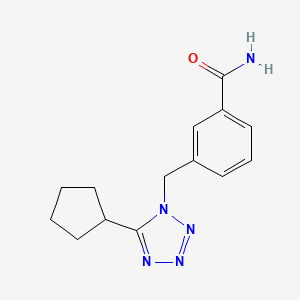 molecular formula C14H17N5O B7544732 3-[(5-Cyclopentyltetrazol-1-yl)methyl]benzamide 