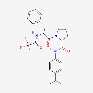 molecular formula C25H28F3N3O3 B7544750 1-[3-phenyl-2-[(2,2,2-trifluoroacetyl)amino]propanoyl]-N-(4-propan-2-ylphenyl)pyrrolidine-2-carboxamide 