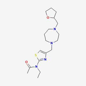 molecular formula C18H30N4O2S B7544765 N-ethyl-N-[4-[[4-(oxolan-2-ylmethyl)-1,4-diazepan-1-yl]methyl]-1,3-thiazol-2-yl]acetamide 