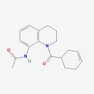 molecular formula C18H22N2O2 B7544798 N-[1-(cyclohex-3-ene-1-carbonyl)-3,4-dihydro-2H-quinolin-8-yl]acetamide 