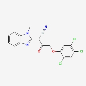 molecular formula C18H12Cl3N3O2 B7544813 2-(1-Methylbenzimidazol-2-yl)-3-oxo-4-(2,4,5-trichlorophenoxy)butanenitrile 