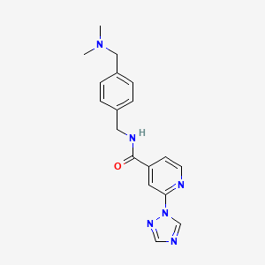 molecular formula C18H20N6O B7544815 N-[[4-[(dimethylamino)methyl]phenyl]methyl]-2-(1,2,4-triazol-1-yl)pyridine-4-carboxamide 