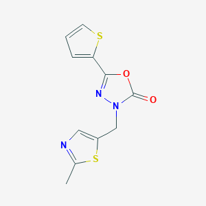 molecular formula C11H9N3O2S2 B7544846 3-[(2-Methyl-1,3-thiazol-5-yl)methyl]-5-thiophen-2-yl-1,3,4-oxadiazol-2-one 