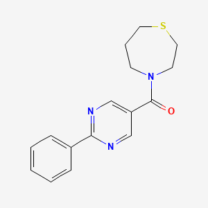 molecular formula C16H17N3OS B7544871 (2-Phenylpyrimidin-5-yl)-(1,4-thiazepan-4-yl)methanone 