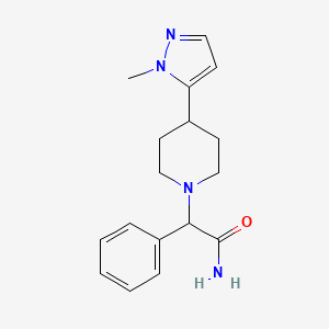 molecular formula C17H22N4O B7544884 2-[4-(2-Methylpyrazol-3-yl)piperidin-1-yl]-2-phenylacetamide 