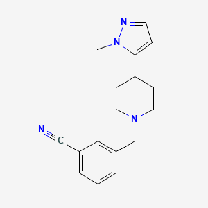 molecular formula C17H20N4 B7544894 3-[[4-(2-Methylpyrazol-3-yl)piperidin-1-yl]methyl]benzonitrile 