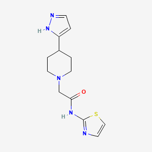 molecular formula C13H17N5OS B7544901 2-[4-(1H-pyrazol-5-yl)piperidin-1-yl]-N-(1,3-thiazol-2-yl)acetamide 