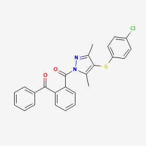 molecular formula C25H19ClN2O2S B7544909 [2-[4-(4-Chlorophenyl)sulfanyl-3,5-dimethylpyrazole-1-carbonyl]phenyl]-phenylmethanone 