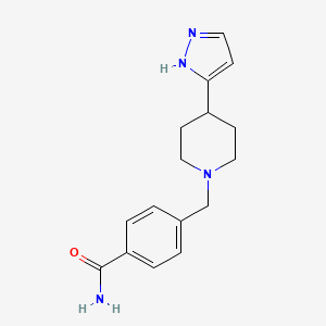 molecular formula C16H20N4O B7544918 4-[[4-(1H-pyrazol-5-yl)piperidin-1-yl]methyl]benzamide 