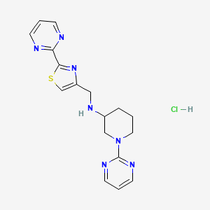 molecular formula C17H20ClN7S B7544943 1-pyrimidin-2-yl-N-[(2-pyrimidin-2-yl-1,3-thiazol-4-yl)methyl]piperidin-3-amine;hydrochloride 