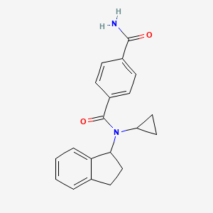 molecular formula C20H20N2O2 B7544945 4-N-cyclopropyl-4-N-(2,3-dihydro-1H-inden-1-yl)benzene-1,4-dicarboxamide 